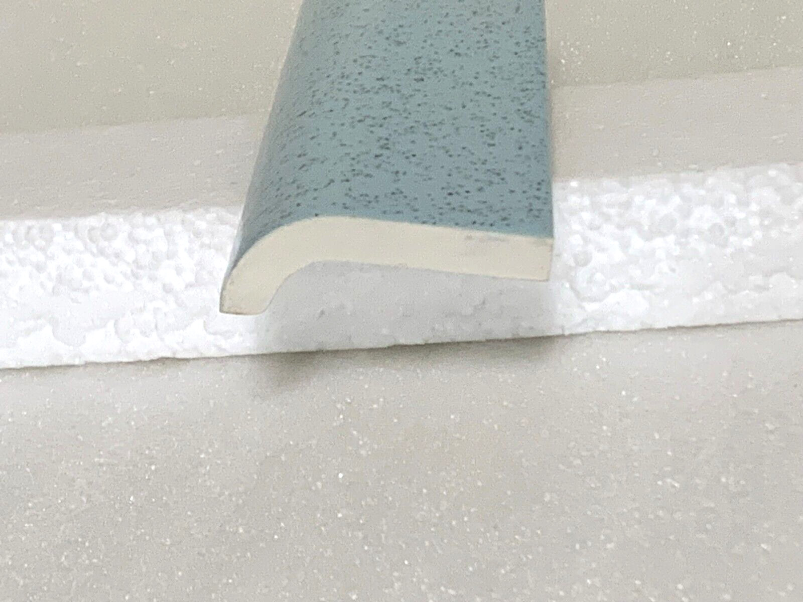 Vintage Stylon ceramic tile Stardust Blue/Speckled Black 2″ x 6″ Radius Bullnose