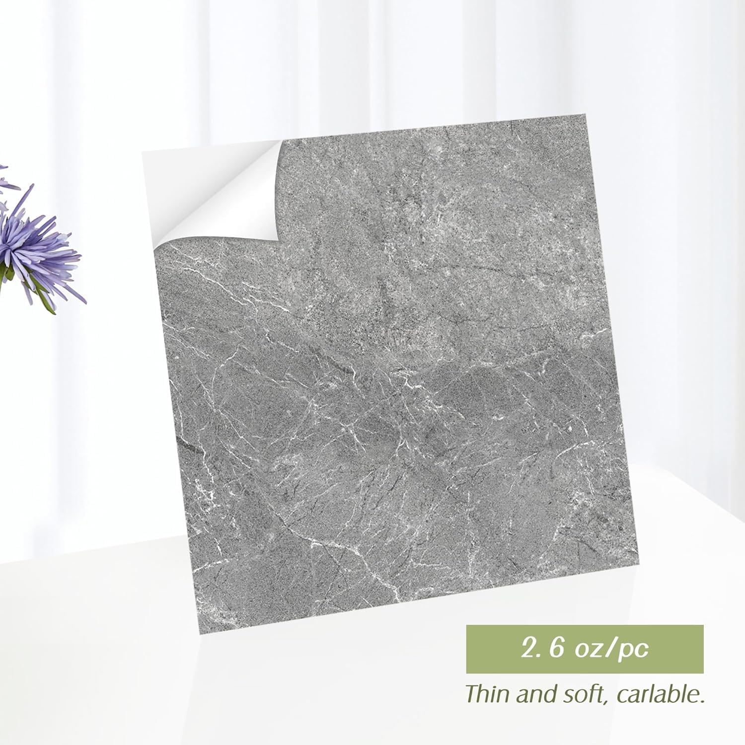 Lareko 20Sq.Ft Grey Marble Peel And Stick Vinyl Floor Tiles20 Tiles – 12 X