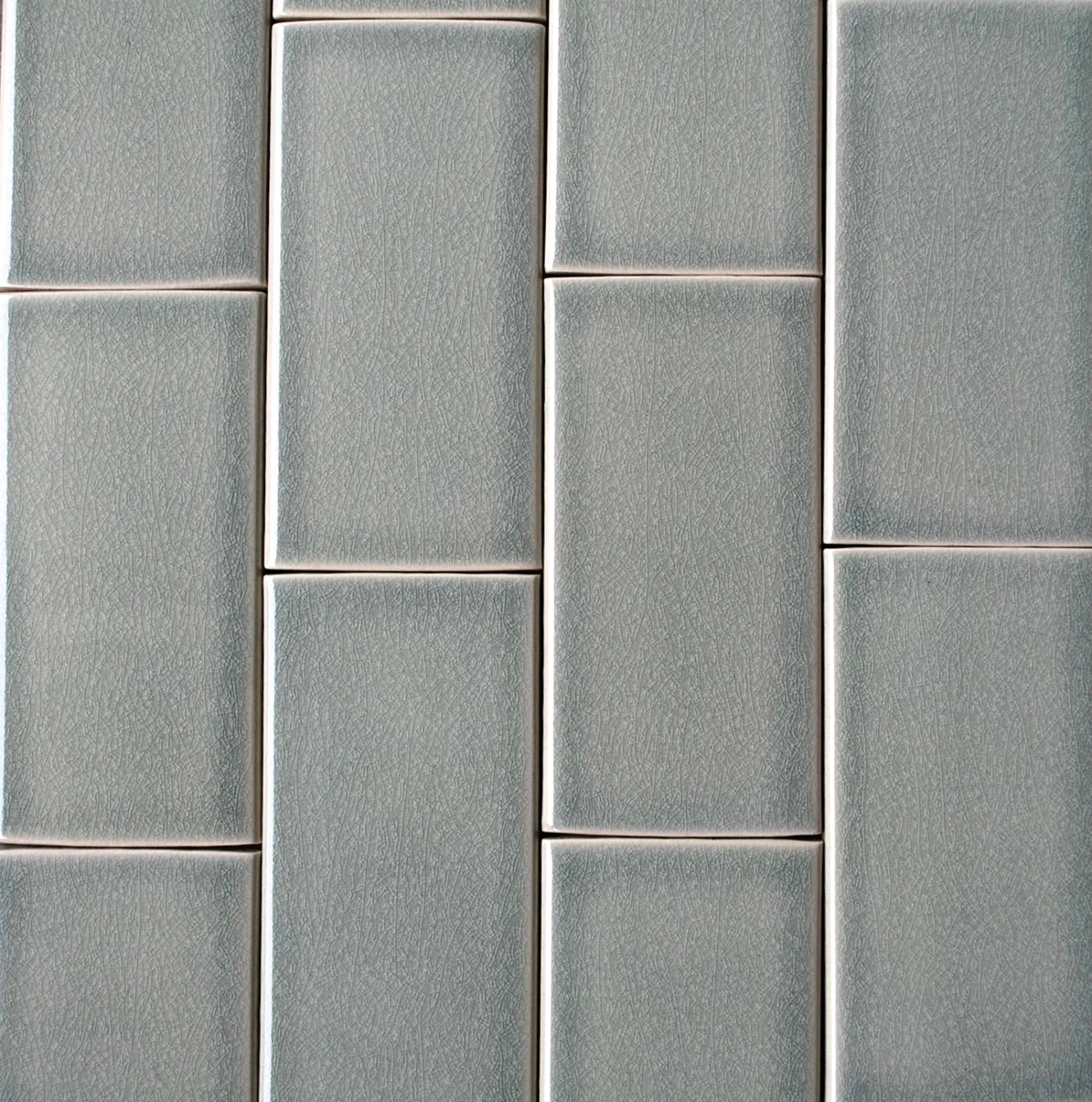 3×6 Mist Green Handmade Glossy Finish Crackled Ceramic Tile Wall Backsplash Bath