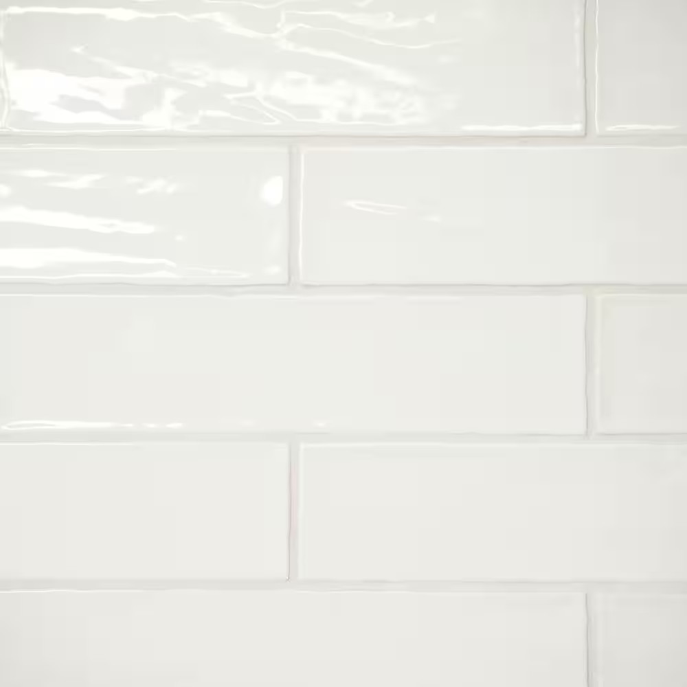 Marin Glossy Pearl White (White) 2.5 In. X 10 In. Ceramic Subway Wall Tile (5.09