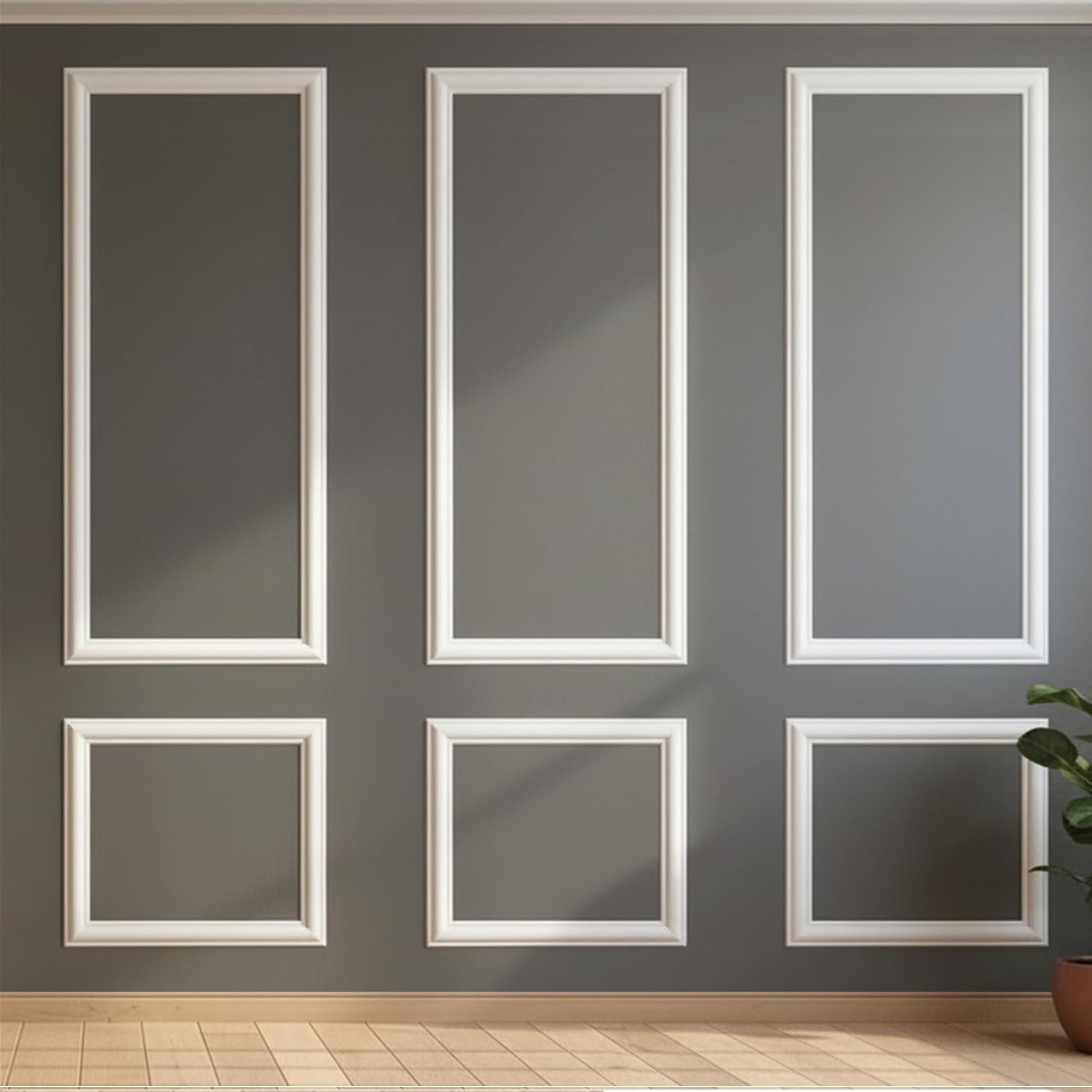 Peel and Stick Wall Molding Kit Wainscoting Panels Paintable Pre-Cut Trim