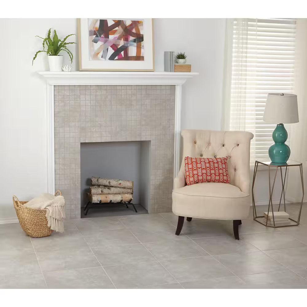 Portland Stone Gray 18 In. X 18 In. Glazed Ceramic Floor and Wall Tile (348.8 Sq