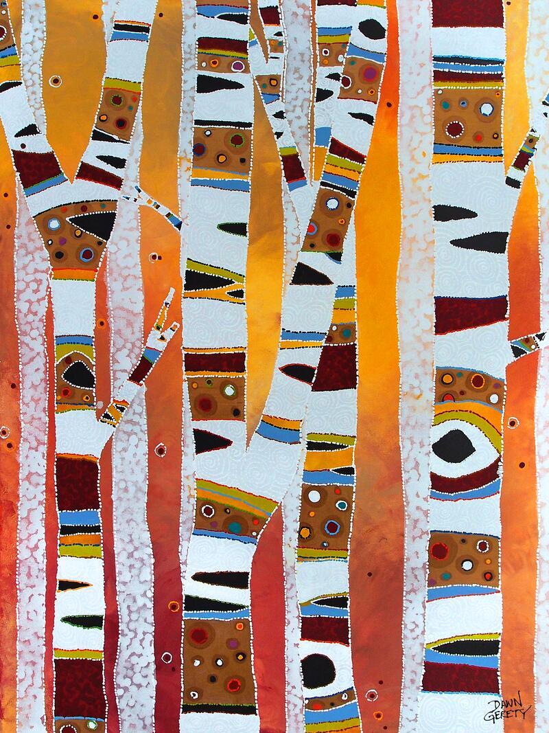 Ceramic Backsplash Tile Mural Woodland Landscape Woods – Birch Trees in Fall