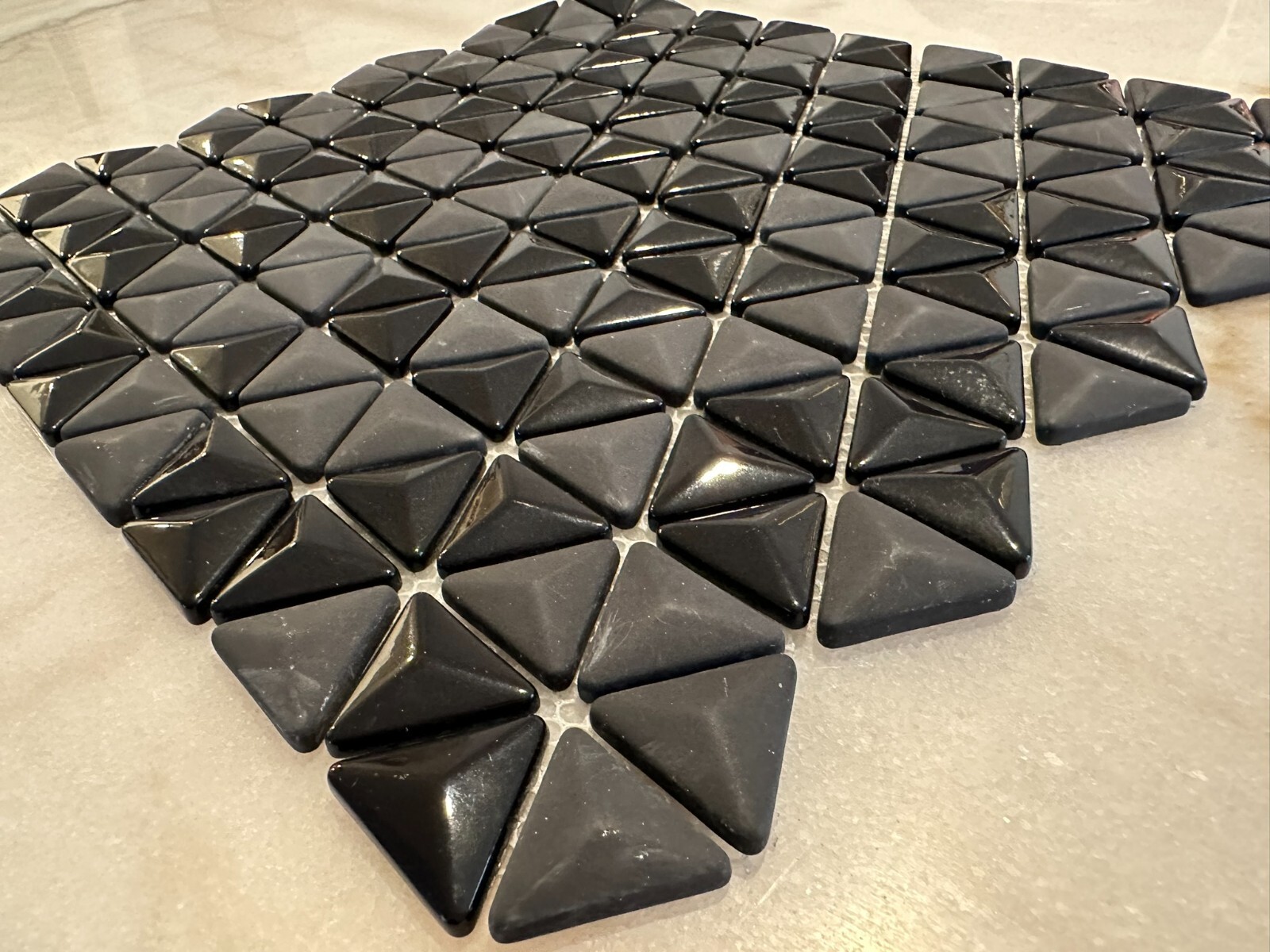 Black Triangle Matte and Glossy Mixed Mosaic Glass