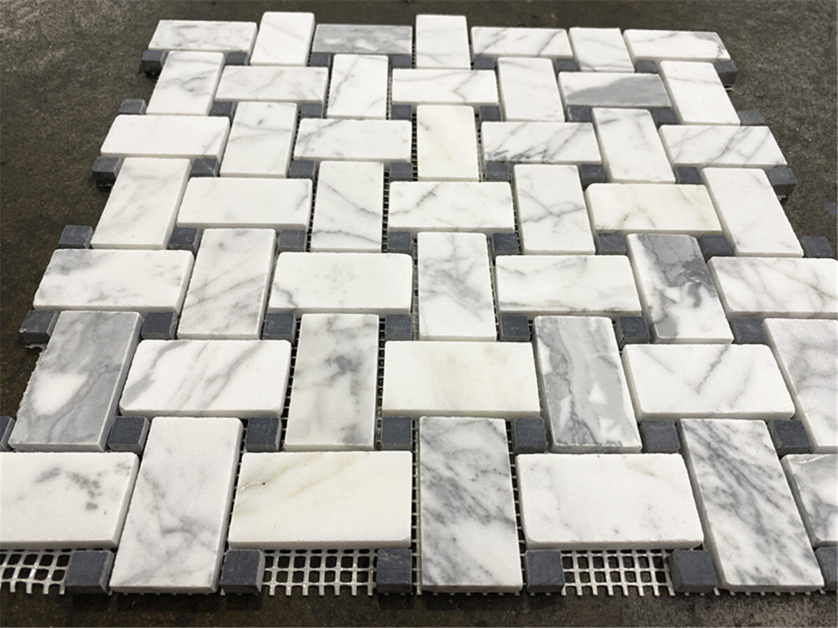 L651XH Basketweave Statuary Statuario White Marble 1×2 Mosaic Tile Honed