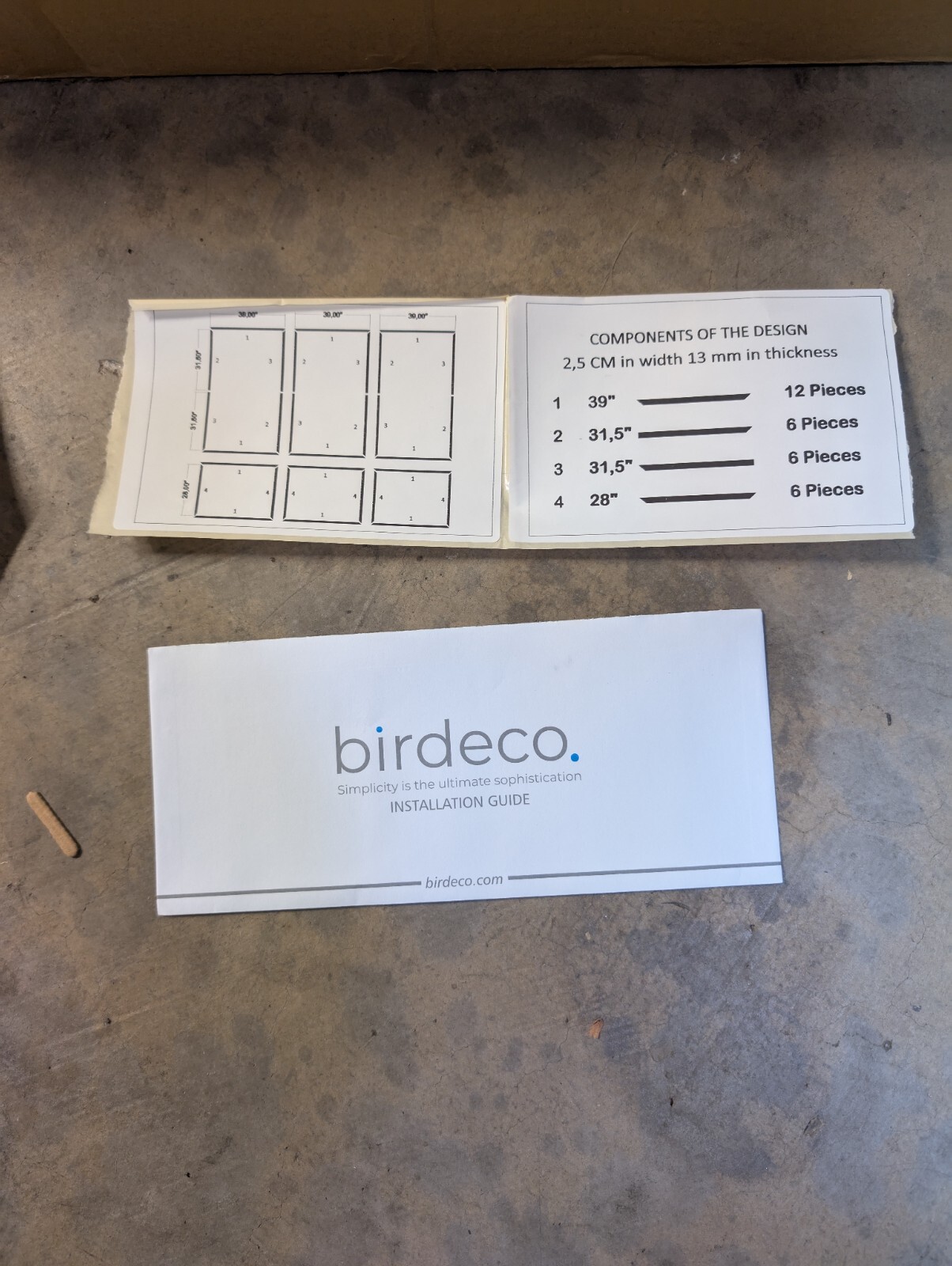 Birdeco – Peel and Stick Pre-Cut Wall molding kit – Factory Primed Wall molding