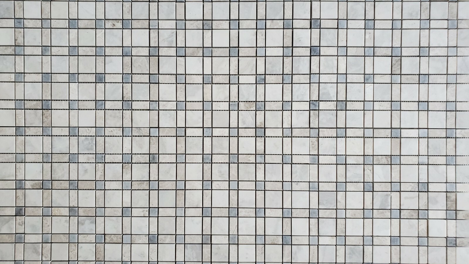 Plaid Carrara & Silver Shadow & Tahoe Honed Marble Mosaic Tile