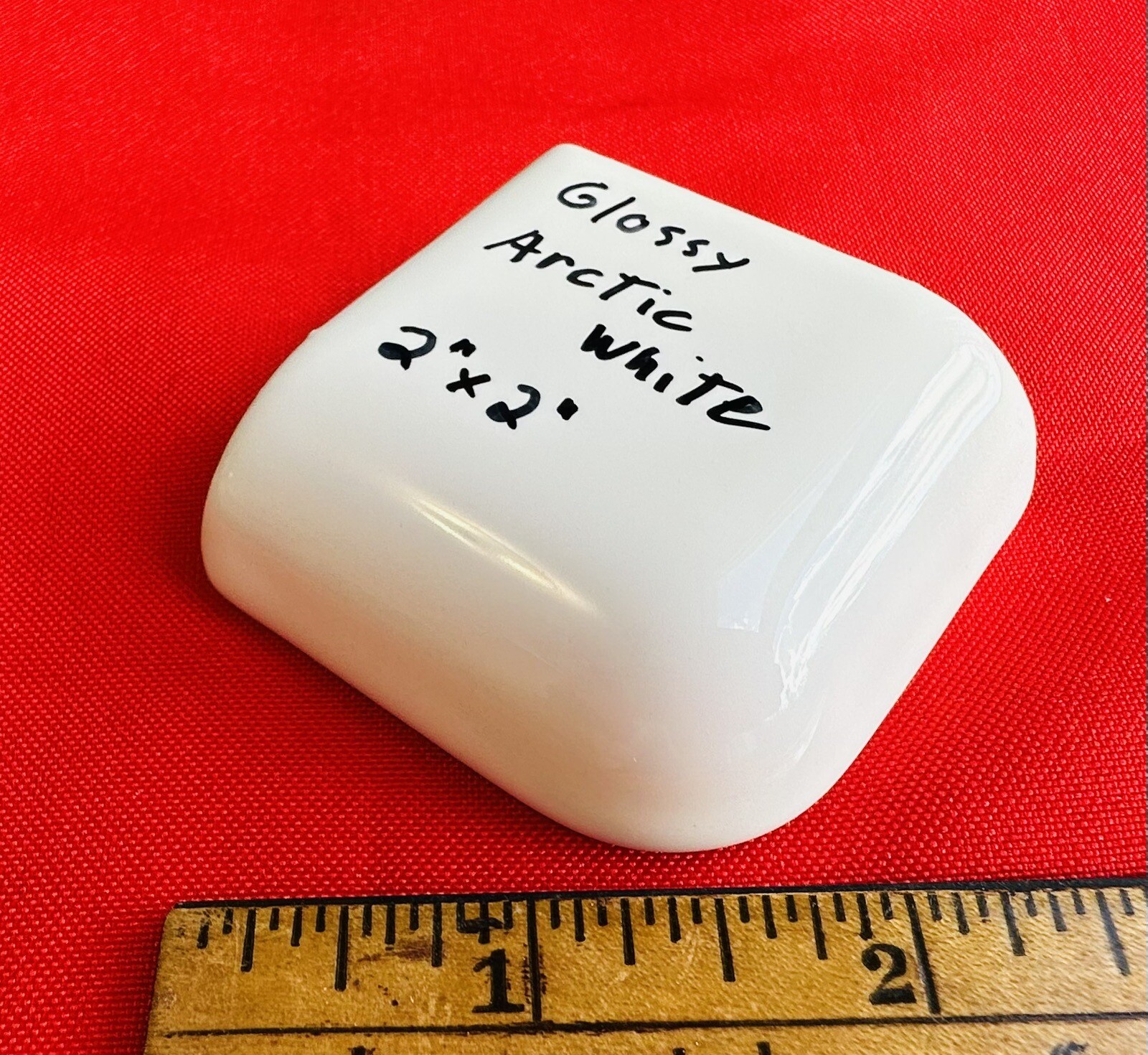 2 pcs. Glossy Arctic White: 2″ X 2″ Ceramic Radius Corner Bullnose Tiles, New