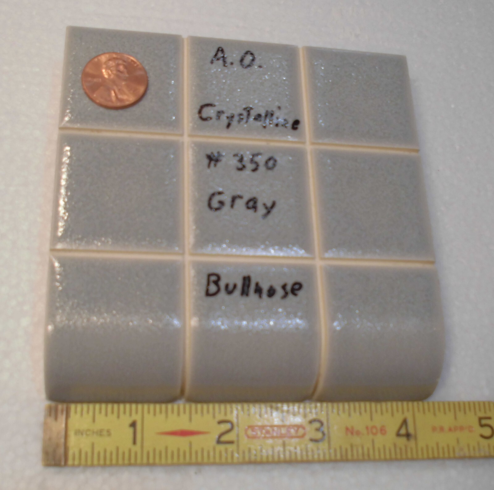 Crystalline Gray: Radius Bullnose Ceramic Tile 4-1/4″ American Olean, Scored 9th