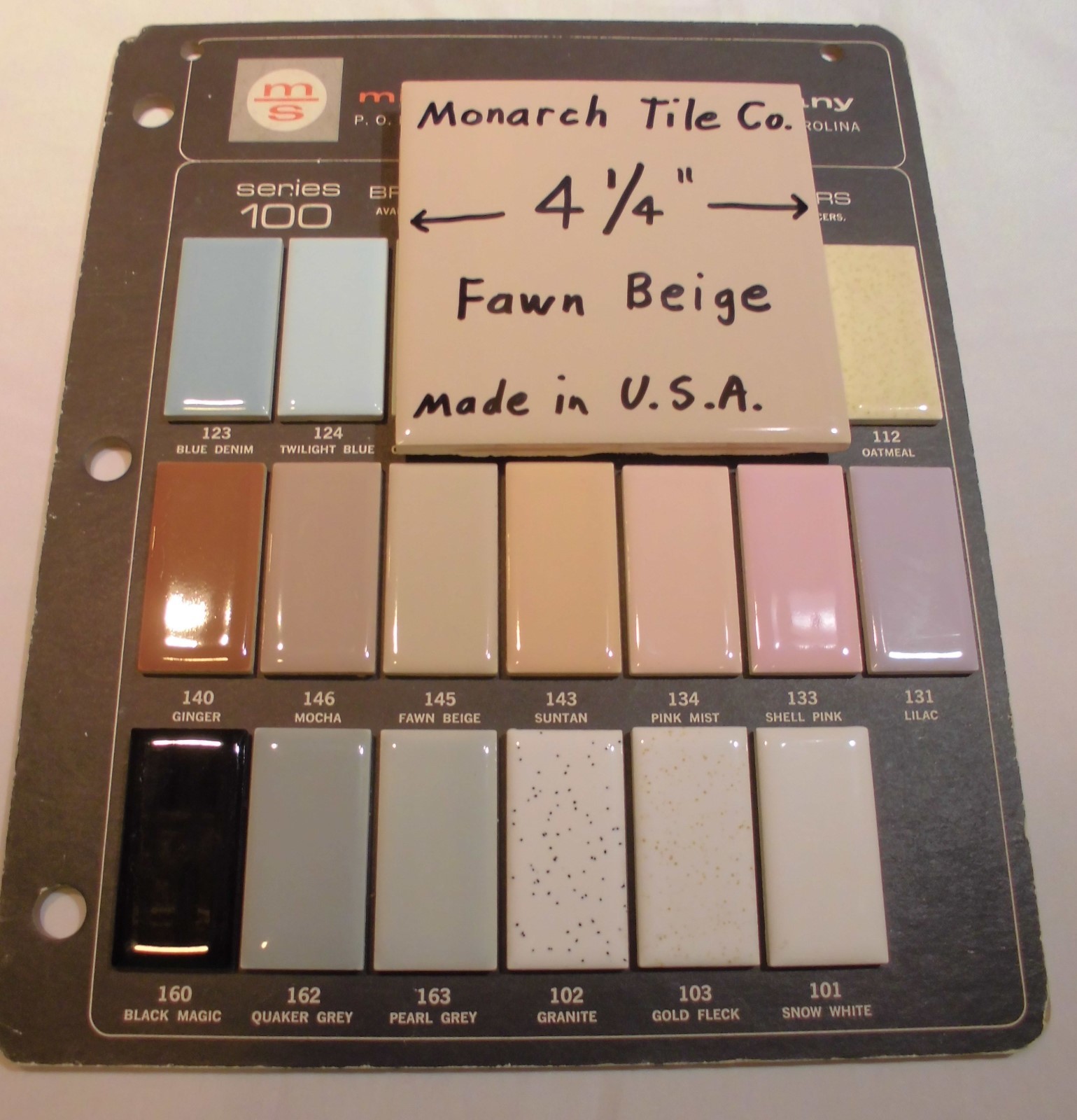 1 pc. Glossy Ceramic Tile *Fawn Beige* 4-1/4″ by Monarch Tile Co. U.S.A. NEW