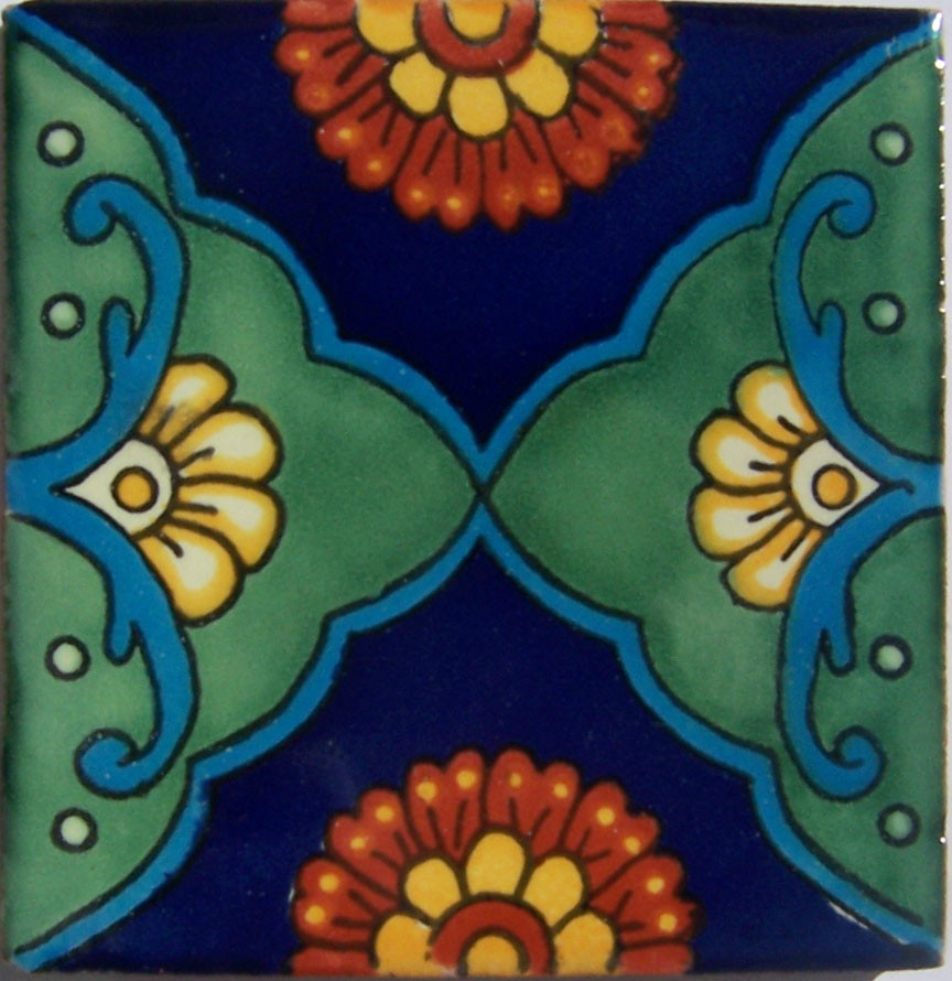 C324 – Mexican Handmade Talavera Clay Tile Folk Art 4×4″ Handpainted