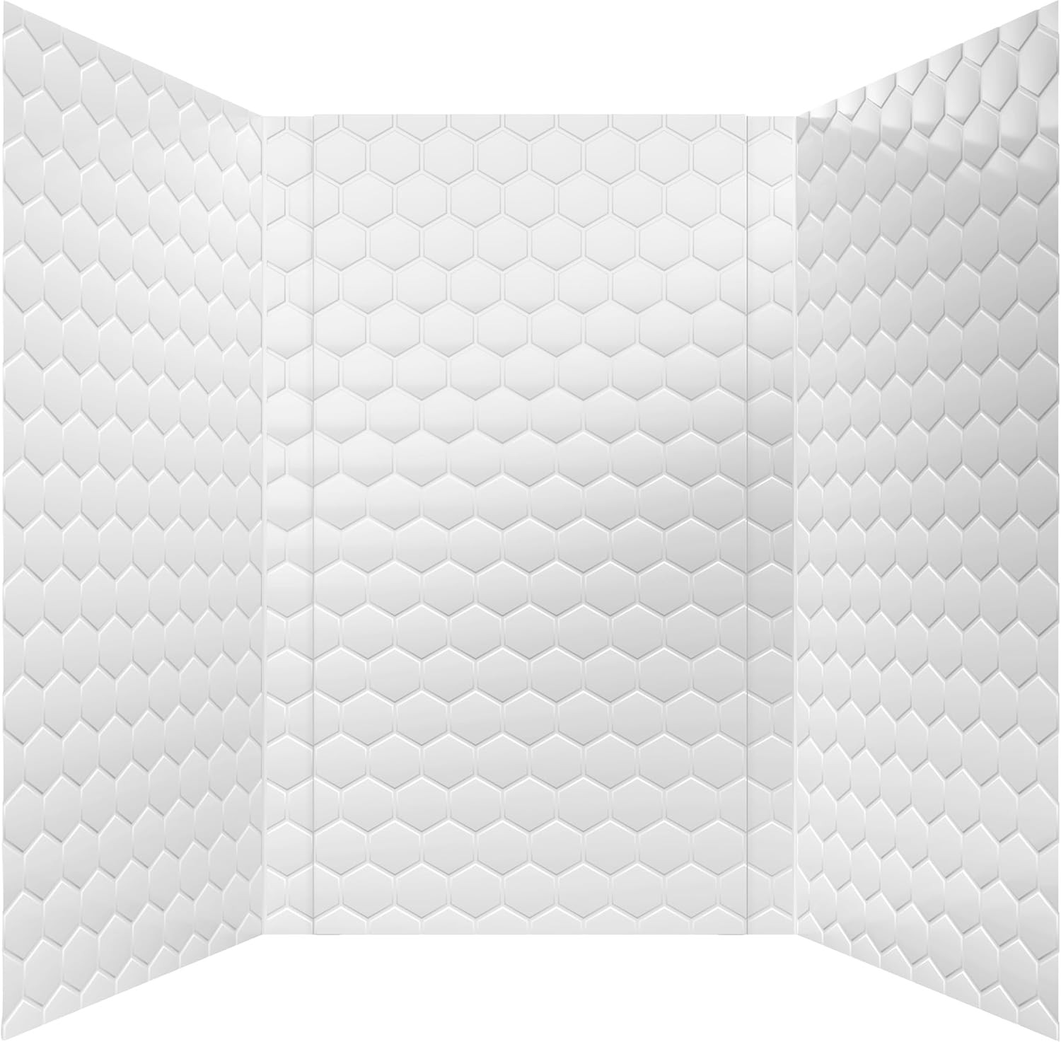 133-WHITE-HEX-KIT Hex Tile – Tub and Shower Wall Panels Surround (Covers/ 96