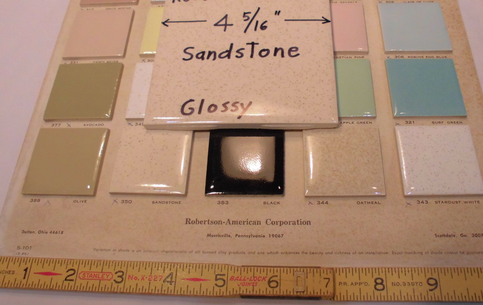 1 pc. Ceramic Tile: Buckwheat – Sandstone: Beige & Gold Specks, Robertson 4-5/16