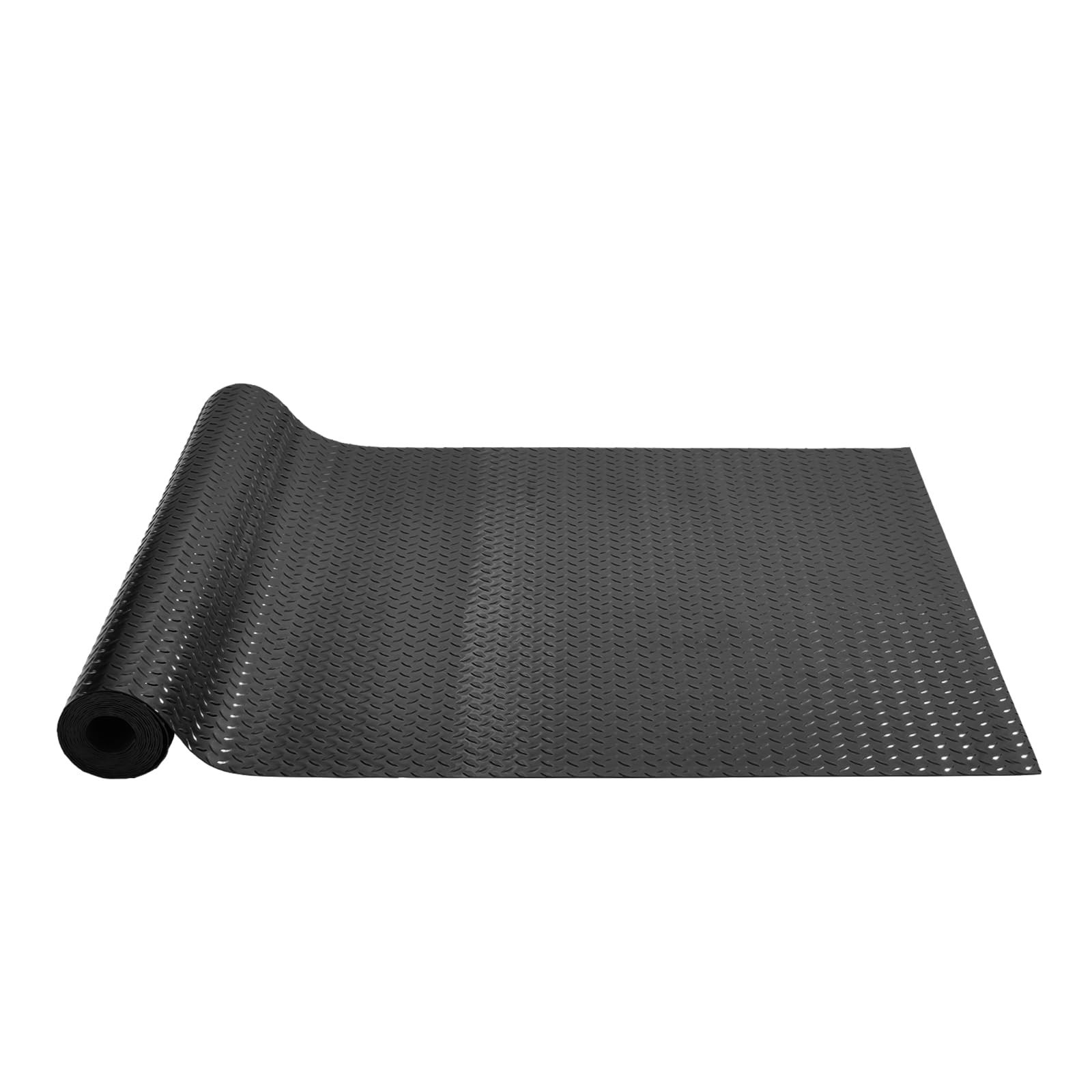 Rubber Flooring Roll 4×15 ft – 3mm Thick Non-Slip Diamond-Plate Mat for Garage,
