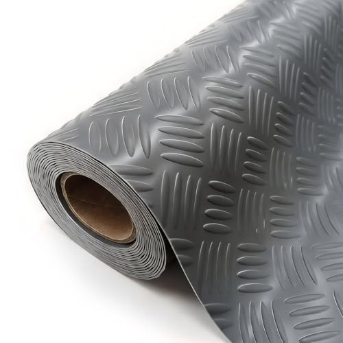 4×20 FT Garage Floor Mat, 2mm Thickened Ribbed Diamond Plate | Non-Slip