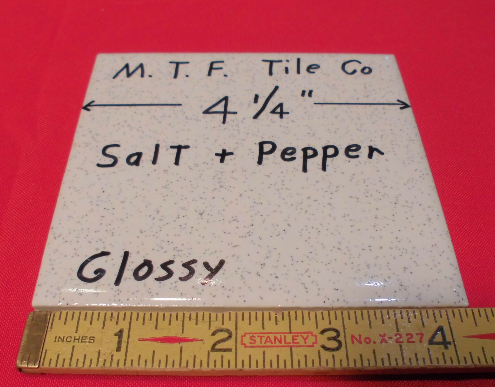 1 pc. *Salt & Pepper* 4-1/4″ Glossy Ceramic Tile by Monarch Tile Co. USA…New