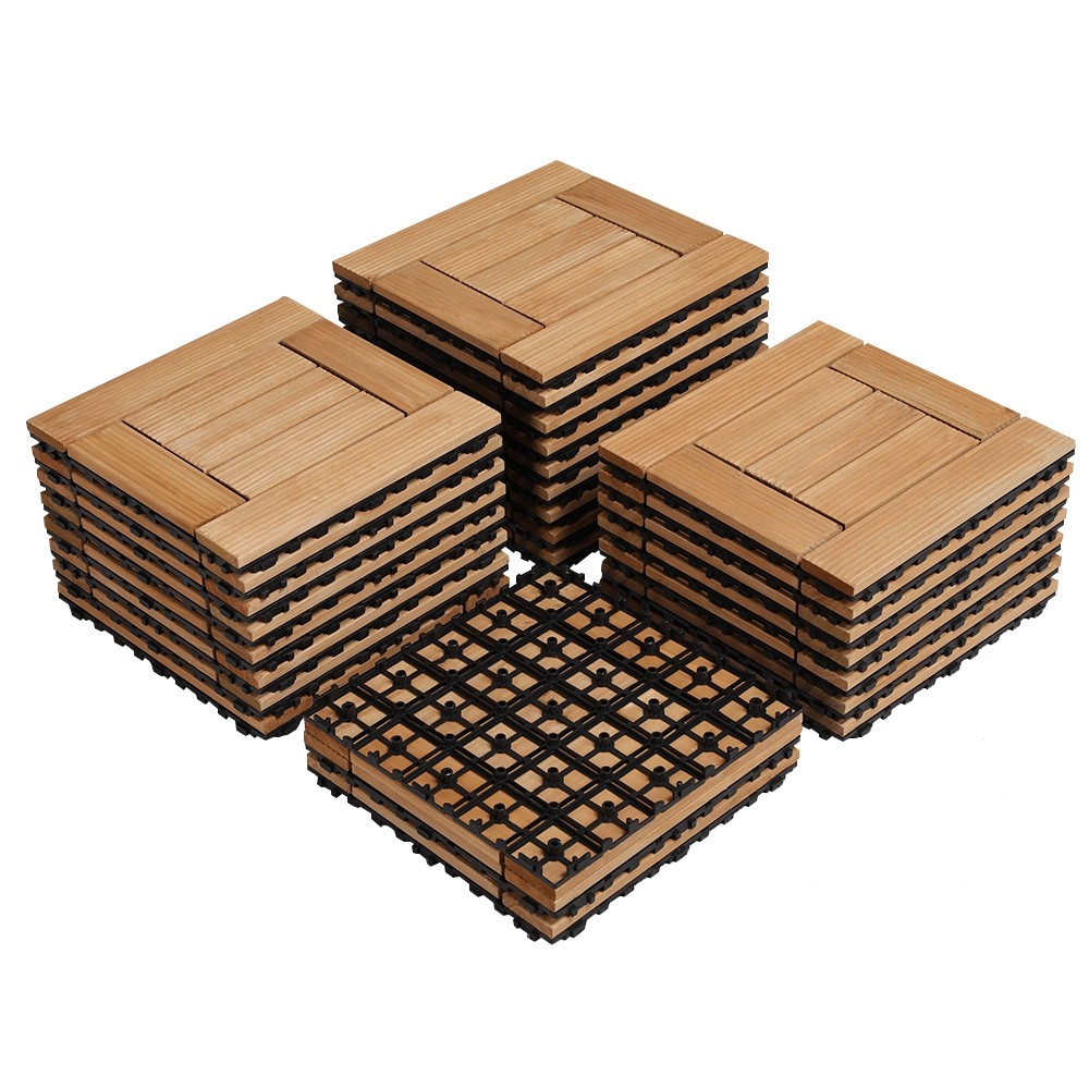 27pcs 12″x12″ Wood Flooring Interlocking Balcony Patio Paver for Indoor Outdoor