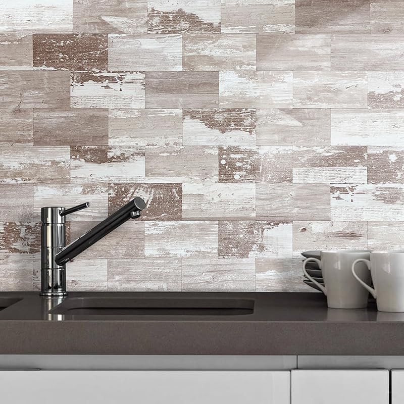 Elegant Brown Birch Peel and Stick Subway Tiles for Effortless Backsplash Design