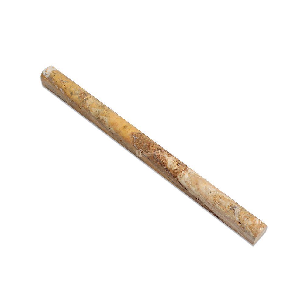 Scabos Travertine 3/4″ X 12″ Bullnose Liner Trim Molding, Honed