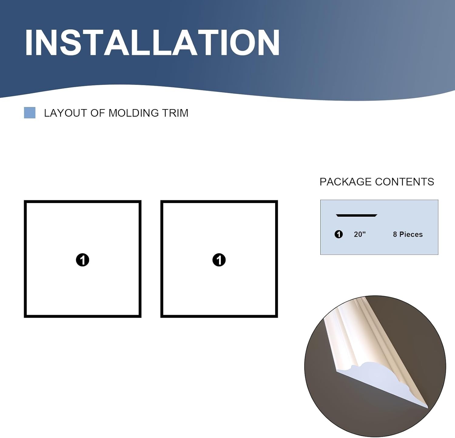 NeatiEase 2 Set Peel Stick Wall Molding 20″x20″ Wainscoting #R030