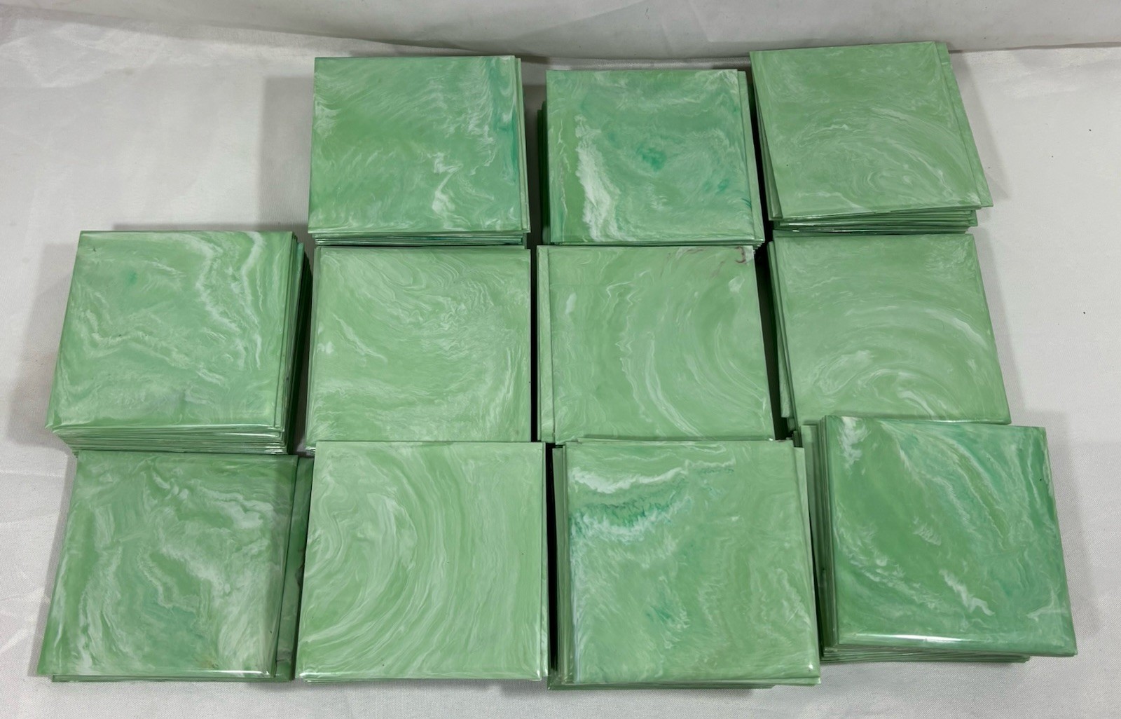 50 Vintage Mint Green Marble Plastic Polystyrene Wall Tiles 4.25″x4.25″ #B Blue