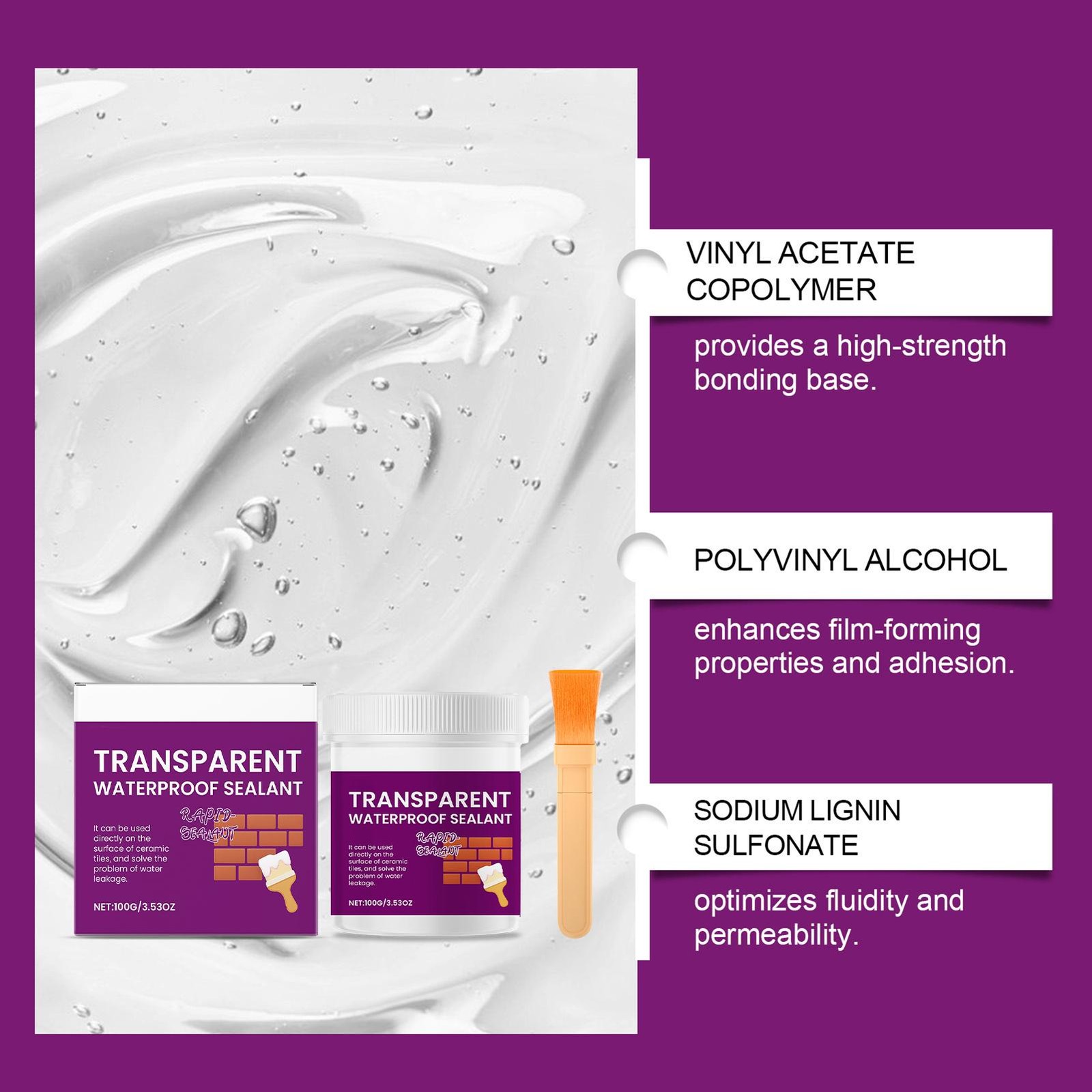 Invisible Waterproof Agent -Transparent Waterproof Insulating Sealant With Brush