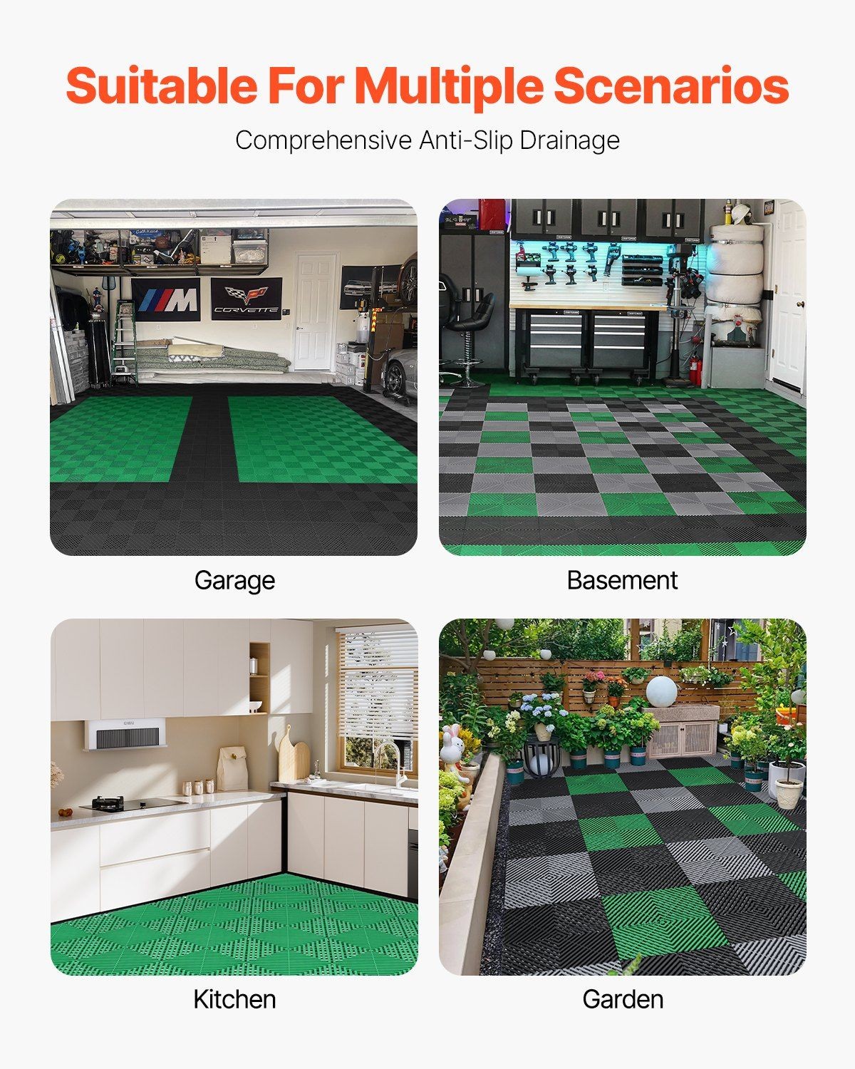 Non-Slip 10×10 15mm Interlocking Drainage Floor 50 Pcs Long Lasting