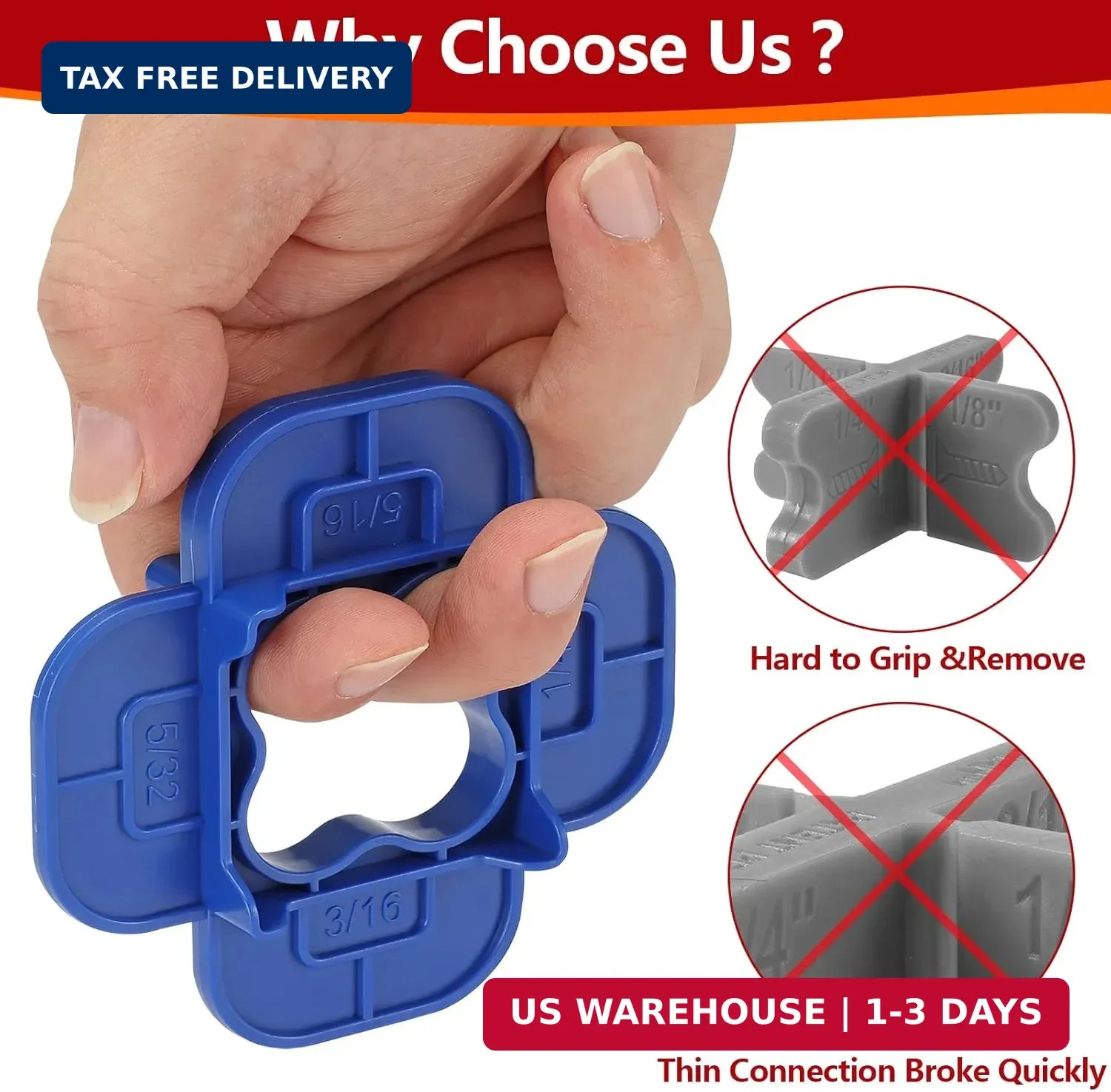 6 Packs 4-in-1 Multi-Size Deck Spacers Tool (5/32″, 3/16″, 1/4″, 5/16″) for Comp