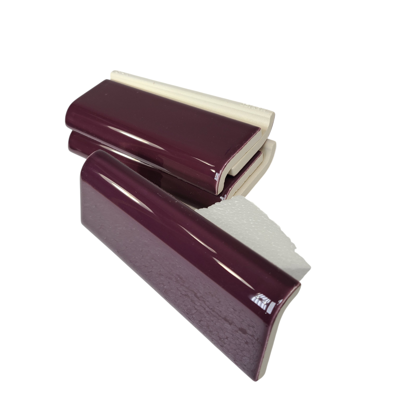 Purple Plum Ceramic Tile Mud Cap Bullnose Mudcap Subway Trim Shower Backsplash