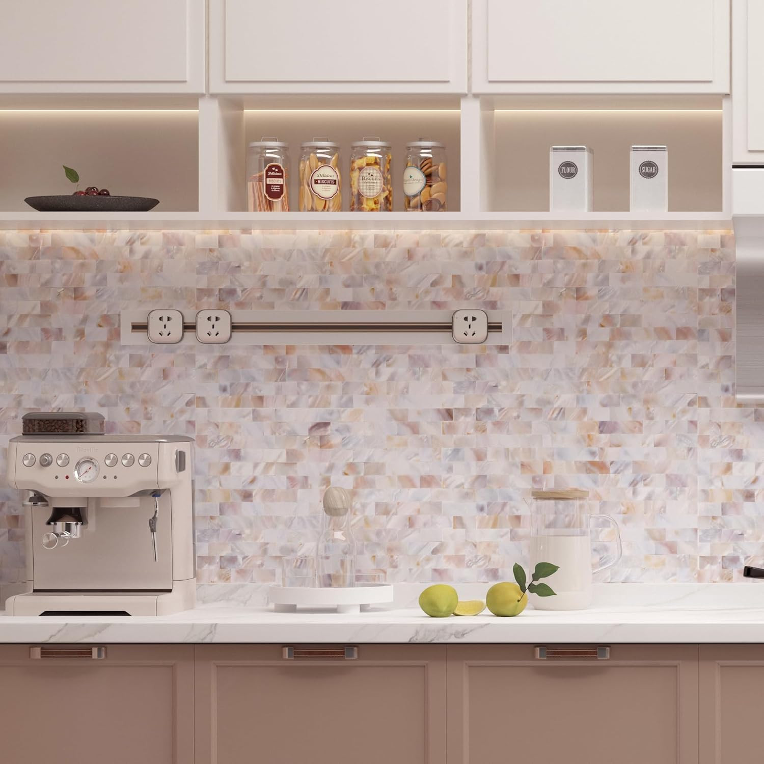 Colorful Pearl Shells Peel and Stick Backsplash Tiles for Kitchen & Bath