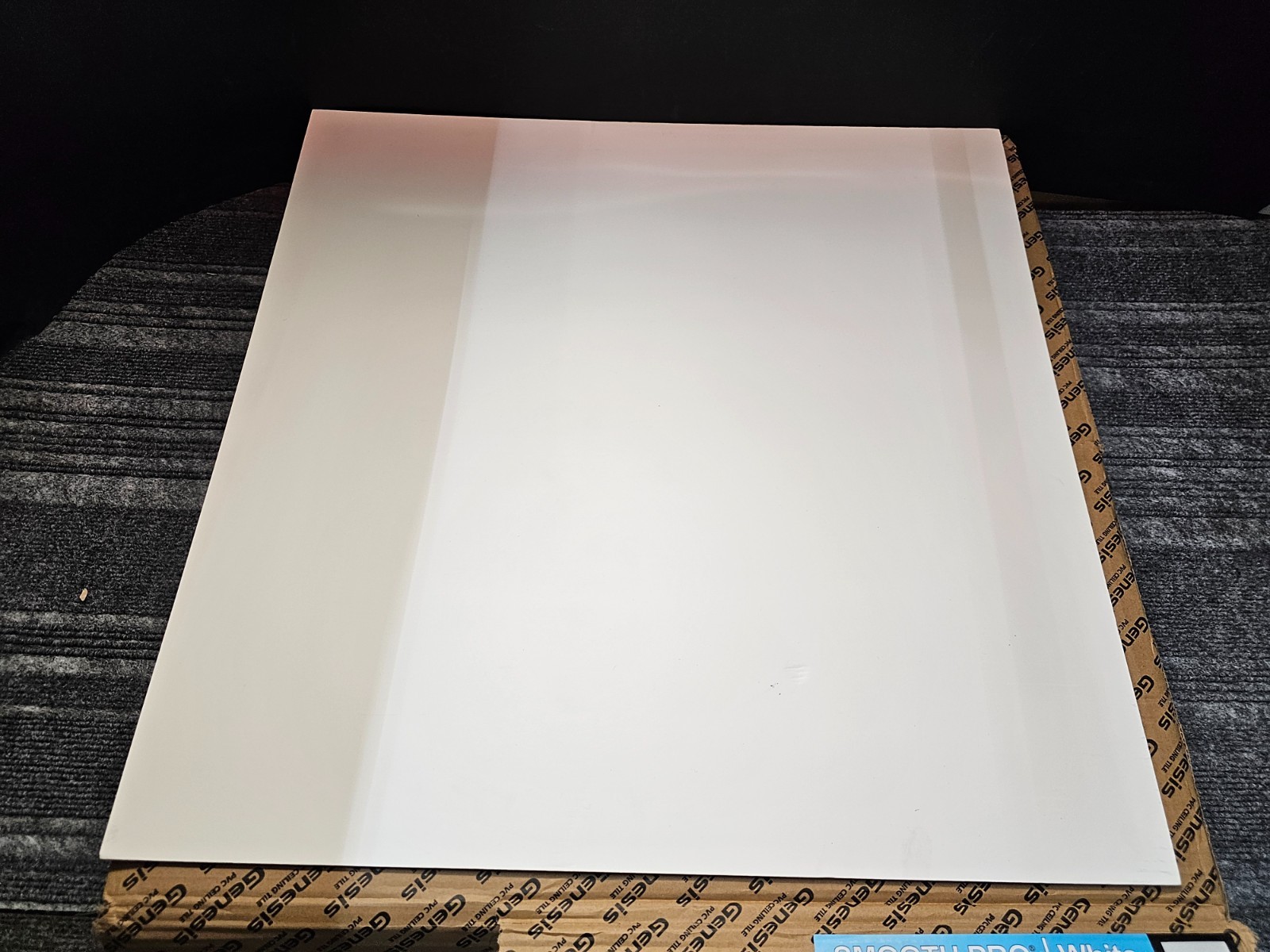 (QTY 12)Genesis Smooth Pro PVC Ceiling Tile Waterproof Washable 2’L X 2’W White
