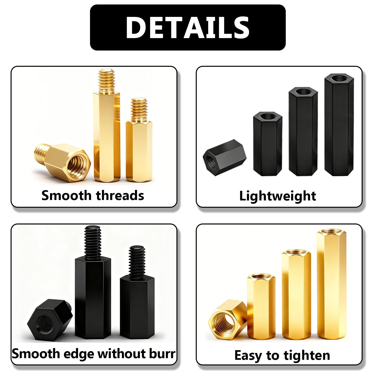 Aienxn 640PCS M3 Brass and Nylon Motherboard Standoffs 640PCS, Yellow & Black