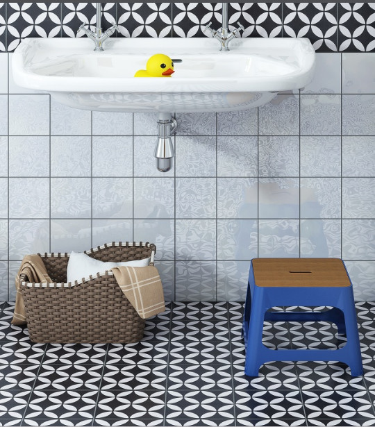 8″ x 8″ Geo Black Swan Patterned Ceramic Floor Wall Tile Bath (1 PIECE)