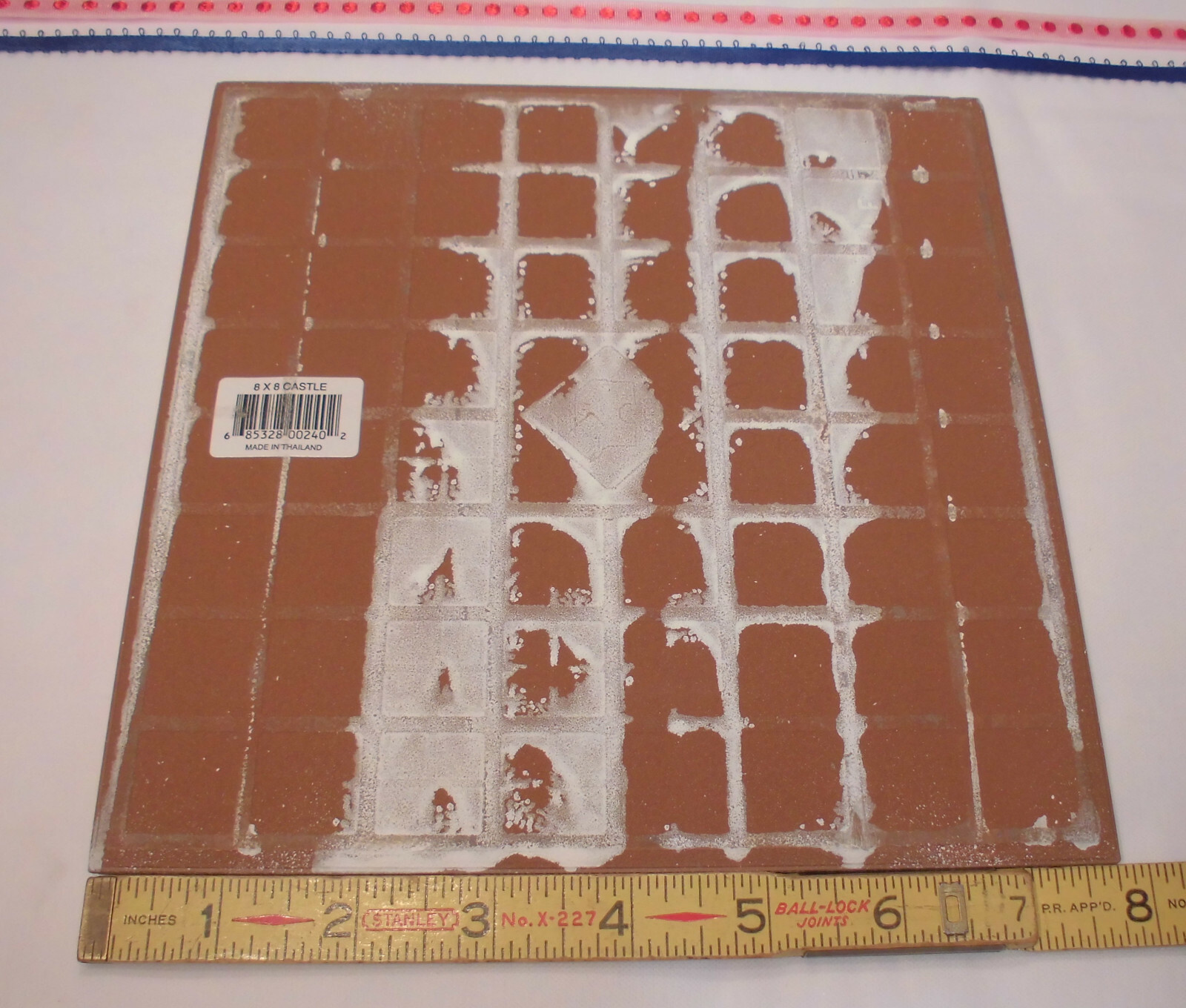 1 pc. Textured Off-White + Gray-Beige Ceramic Floor Tile 8″ X 8″ size 7-3/4″
