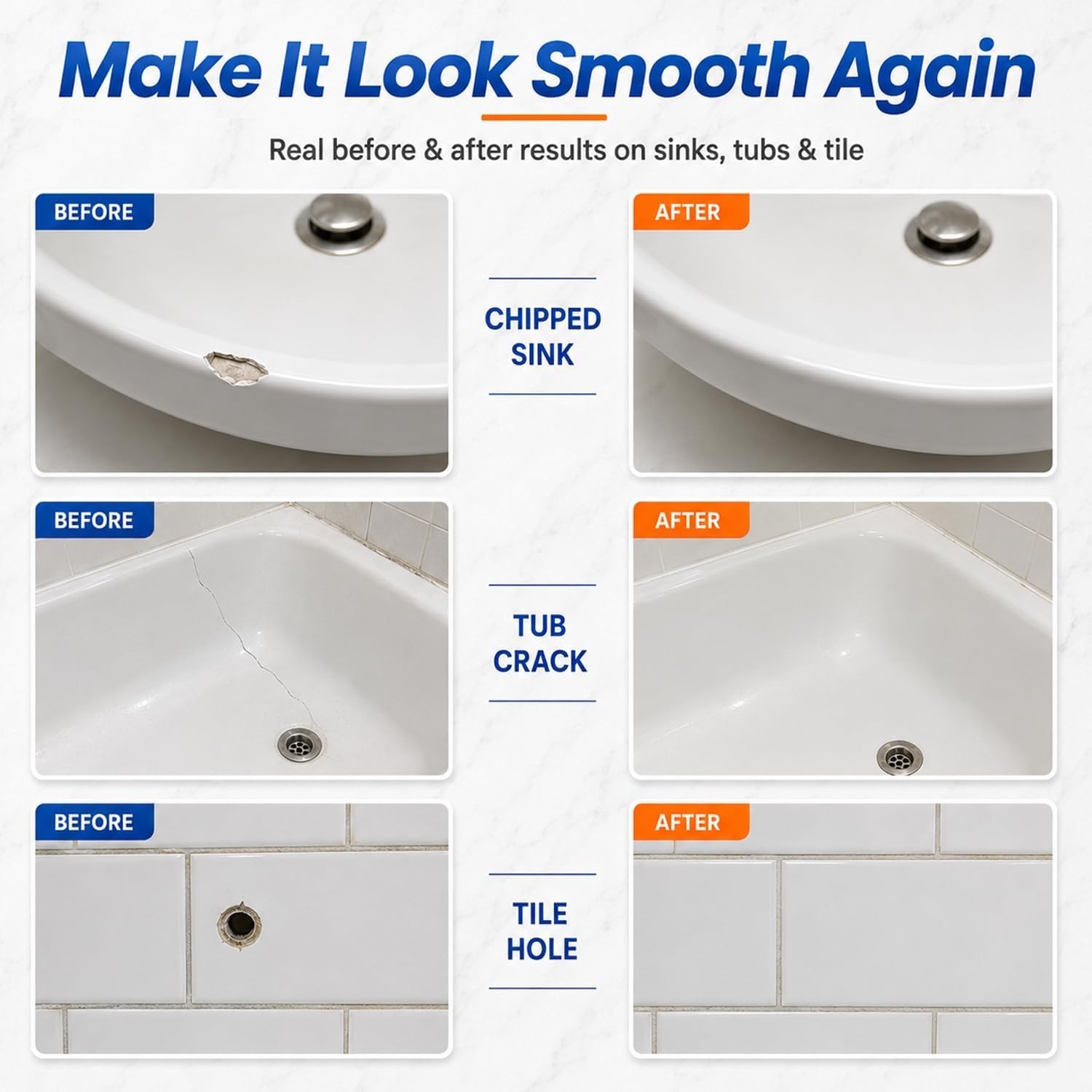 Tile Repair Kit (Pure White), Ceramic & Porcelain Tile Chip Repair Kit with Supe