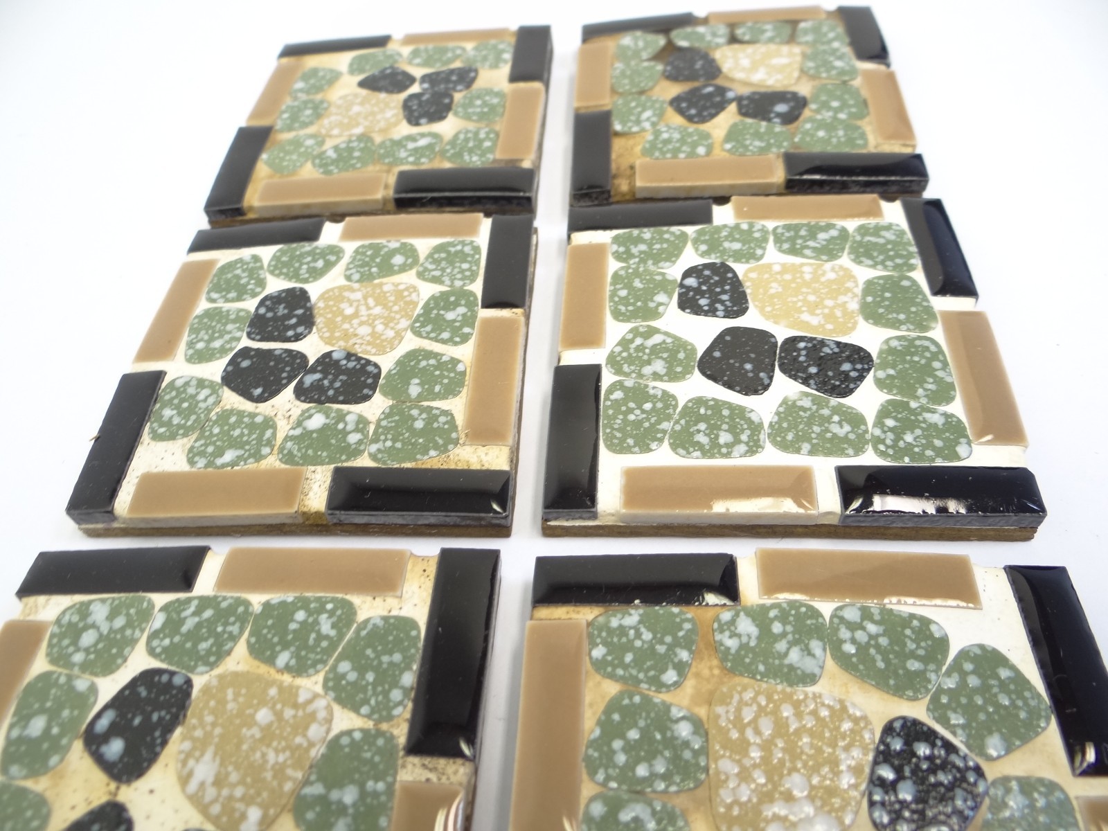 Small Modern Brown Black Green 2.75” x 2.75” Square Decorative Tiles