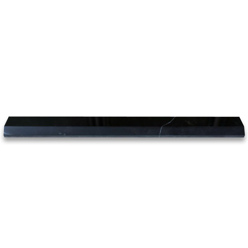 N19P Nero Marquina Black Marble Beveled Pencil Edging Trim Molding Polished