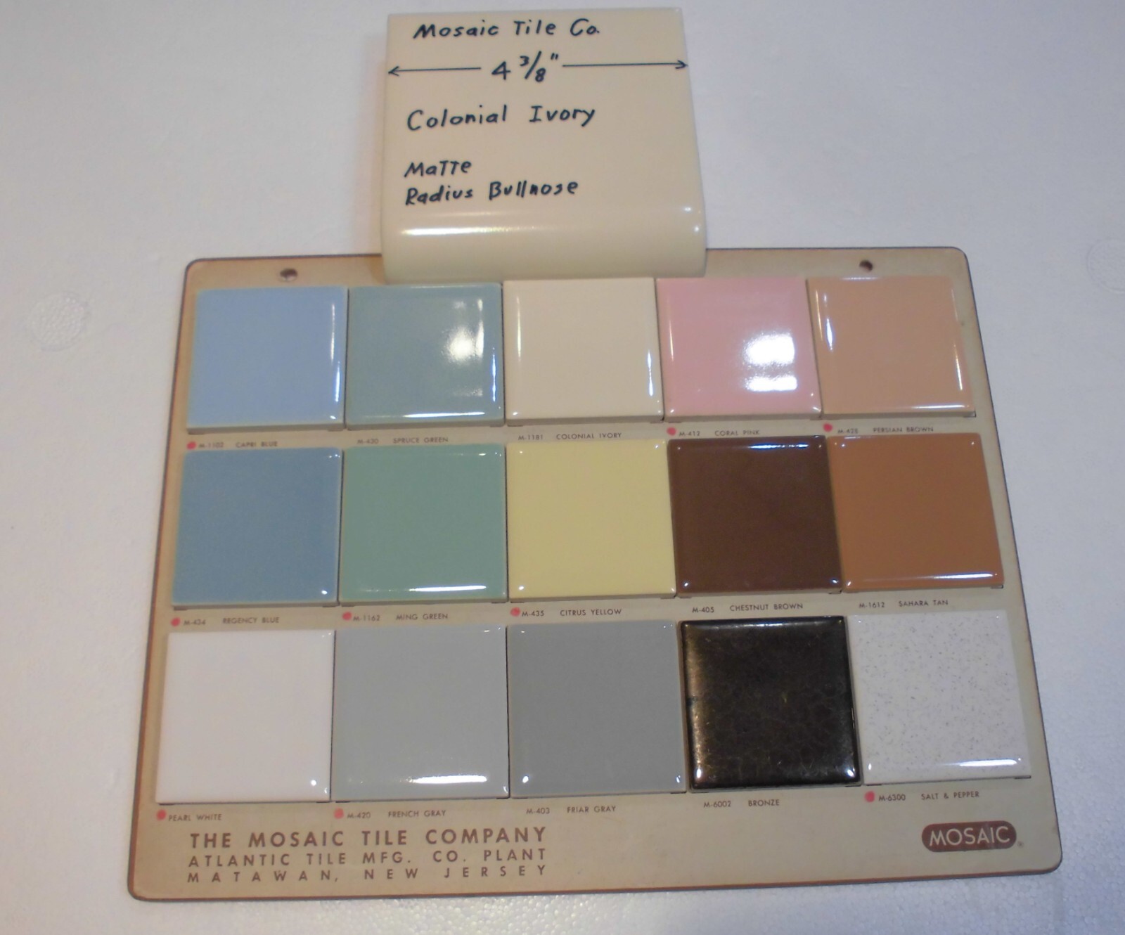 1 pc. Colonial Ivory: Radius Bullnose Matte Ceramic Tile 4-3/8″ by Mosaic Co.