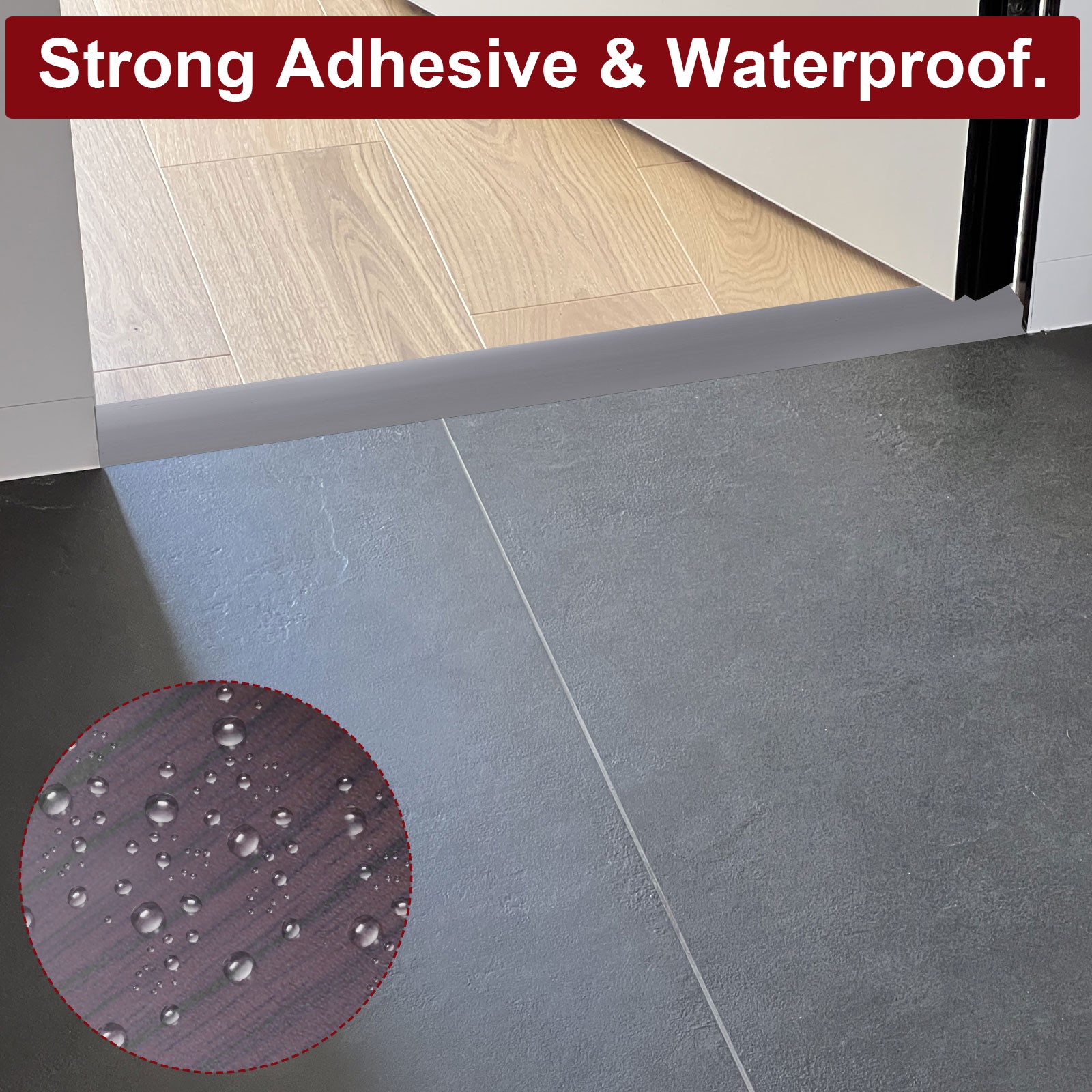 3.3Ft Floor Transition Strip Self Adhesive 3″ Floor Cover Strip Black Walnut