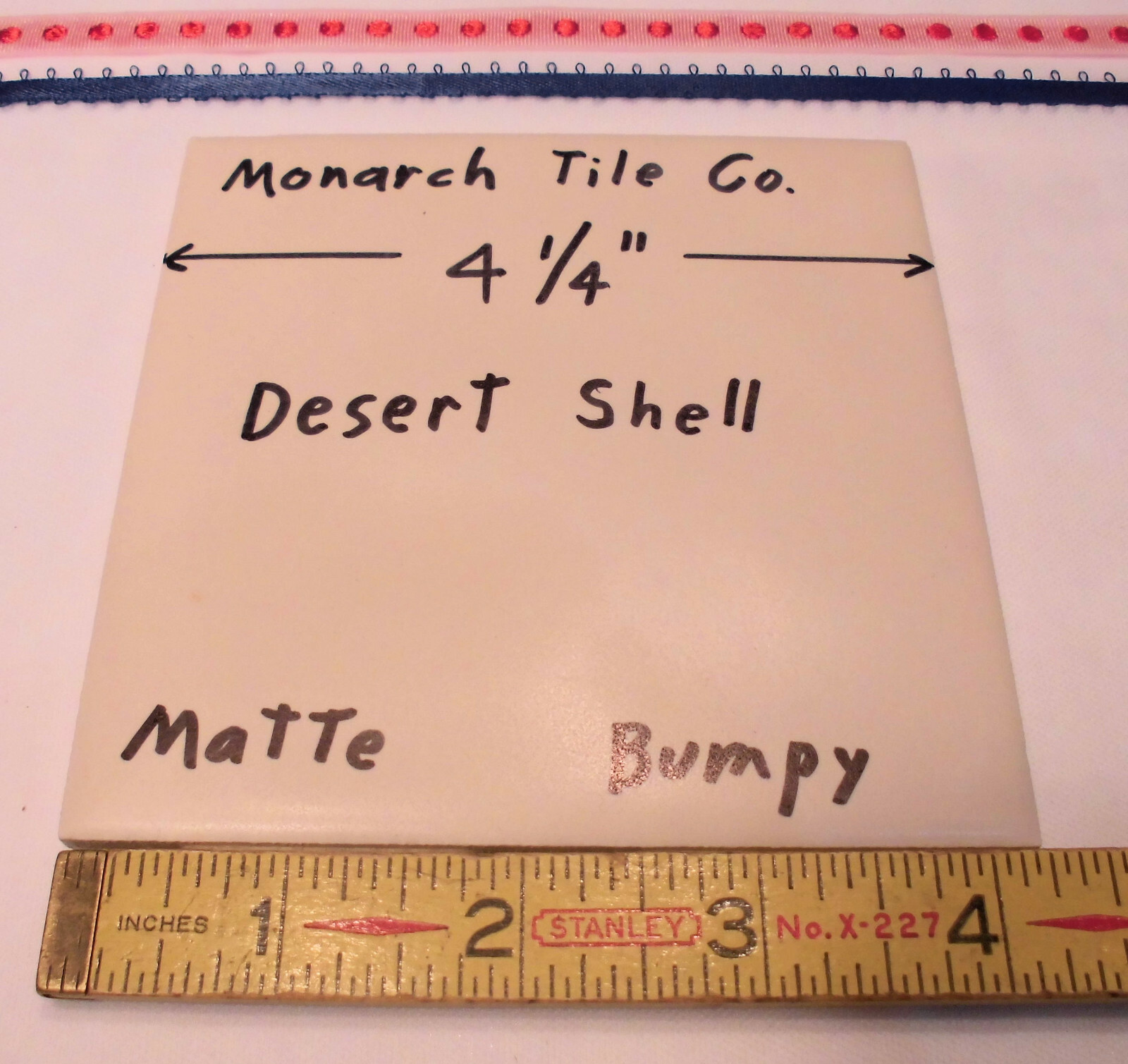 1 pc. Desert Shell- Off White 4-1/4″ Bumpy Matte Ceramic Tile by Monarch Tile Co