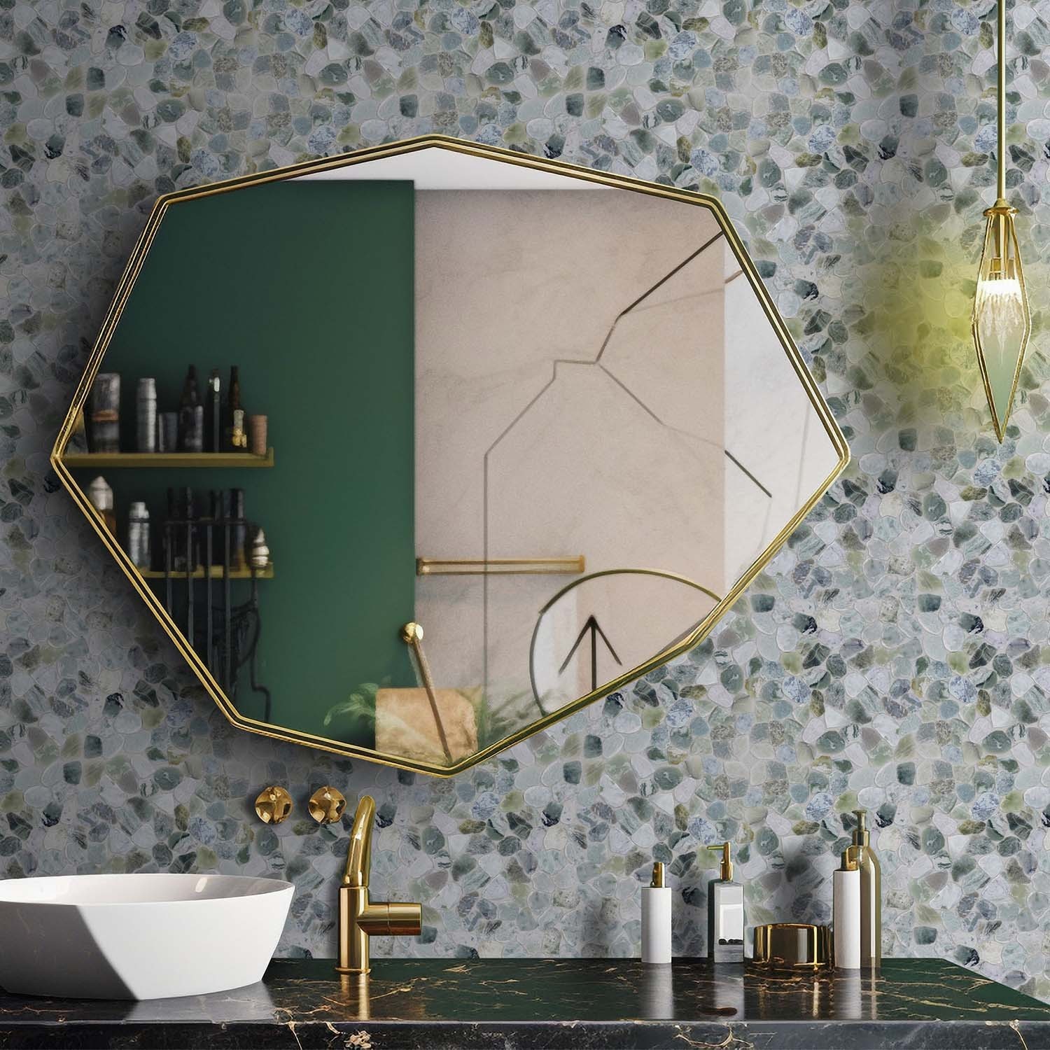 Ocean Green Sliced Pebble Mosaic Wall & Floor Tile ($14.57/SqFt)