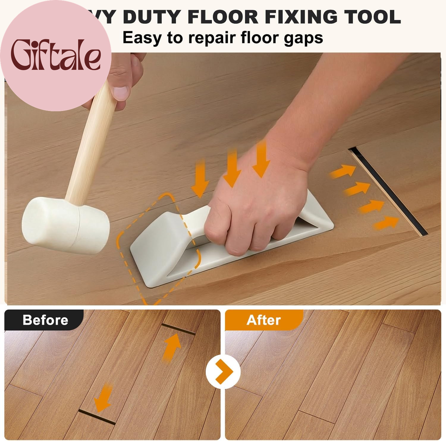 Floor Gap Fixer Tool Kit – Heavy-Duty Plank Grabber & Washable Adhesive Pad for