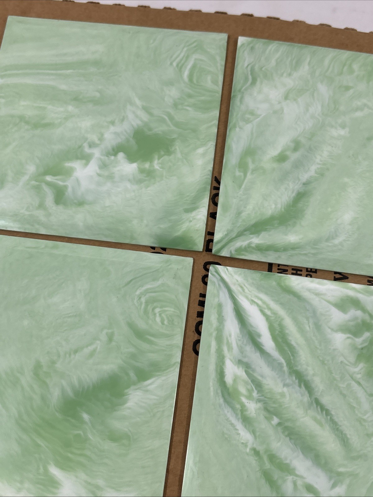 5 Vintage Mint Green Marble Plastic Polystyrene Wall Tiles 4.25×4.25 Beveled #C