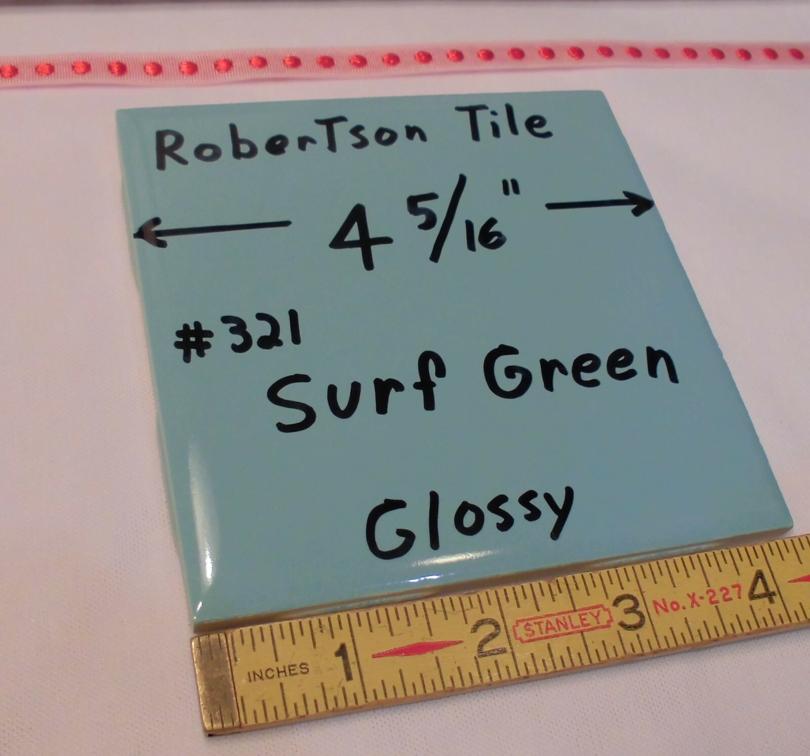 1 pc. Vintage Ceramic Tile *Blue-Greenest* 4-3/8″ by Robertson Tile Co. (NOS)