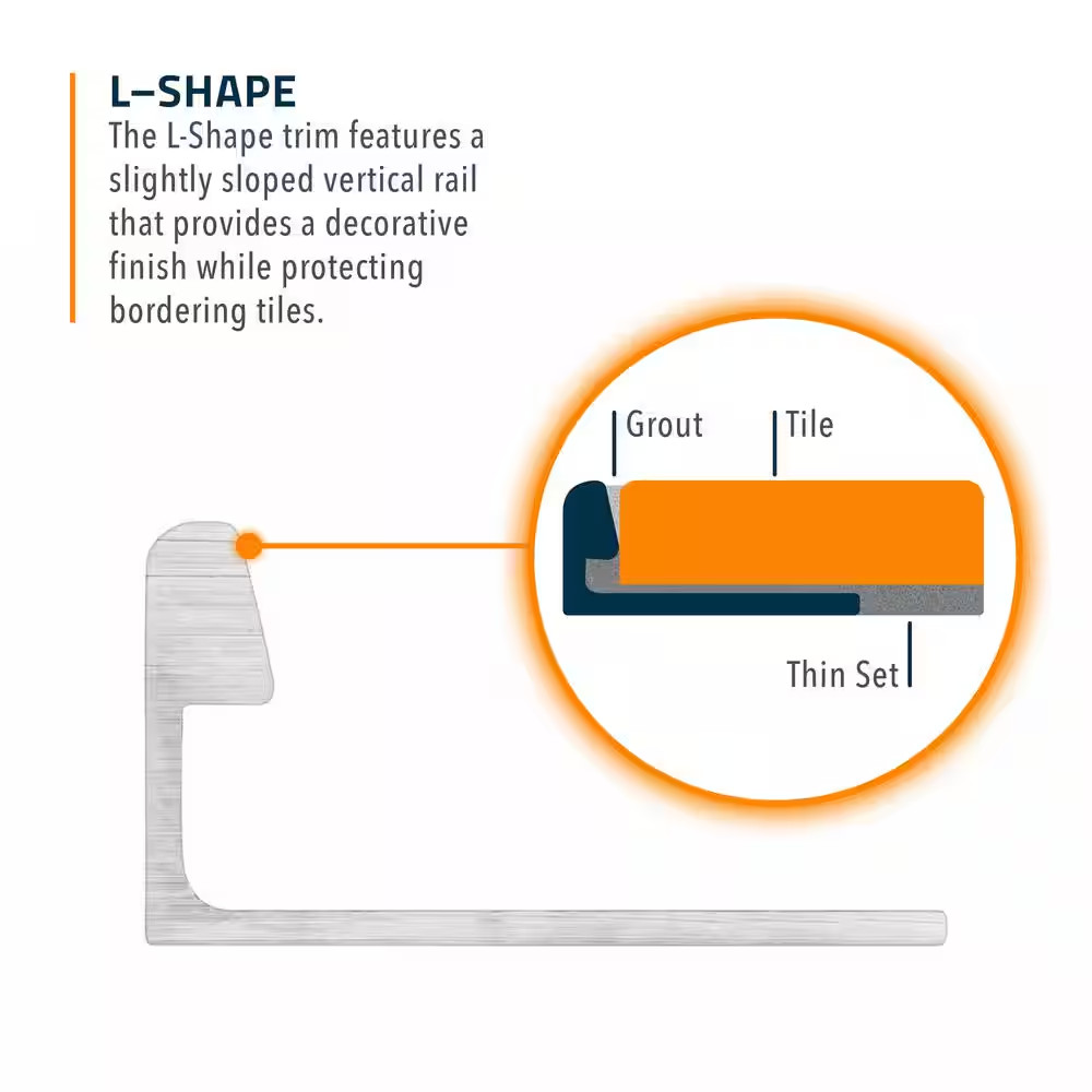 Chrome 3/8 In. X 98 1/2 In. Aluminum L-Shaped Tile Edging Trim