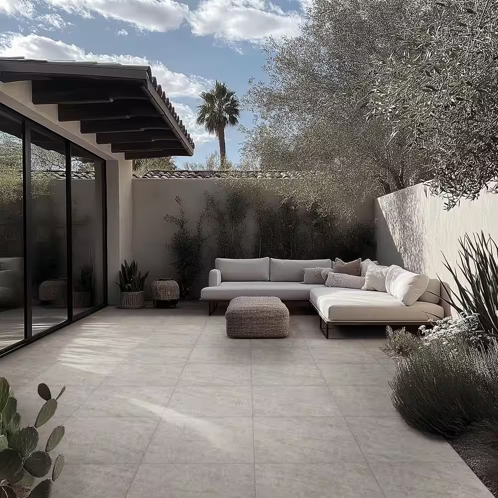 Quartz Silver 24 In. X 24 In. X 0.79 In. White Stone Look Matte Porcelain Paver