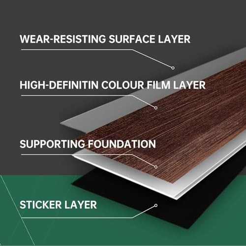 Peel and Stick Vinyl Flooring Pack 54 Sq.Ft, 36 x 6 x 0.1 inches 36 Brown