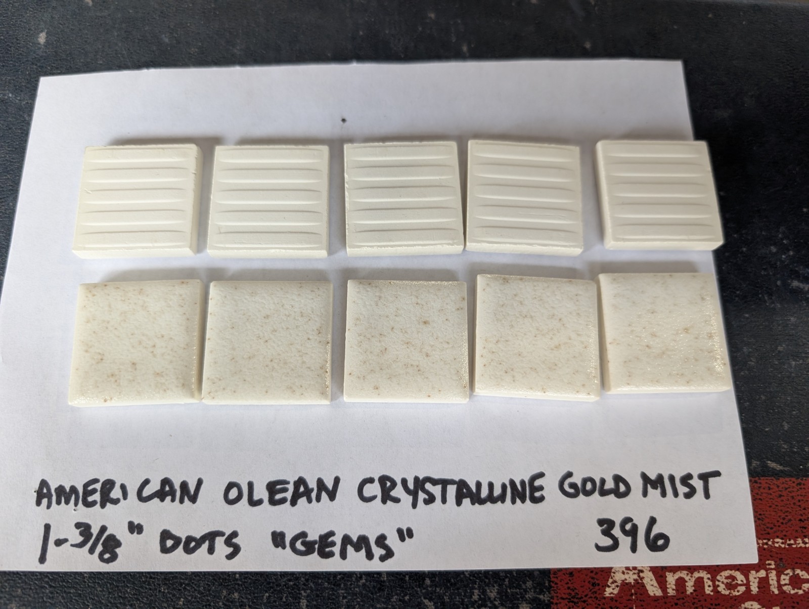 10 pcs American Olean 396 Crystalline Gold Mist 1-3/8″ ceramic tile Dots NOS