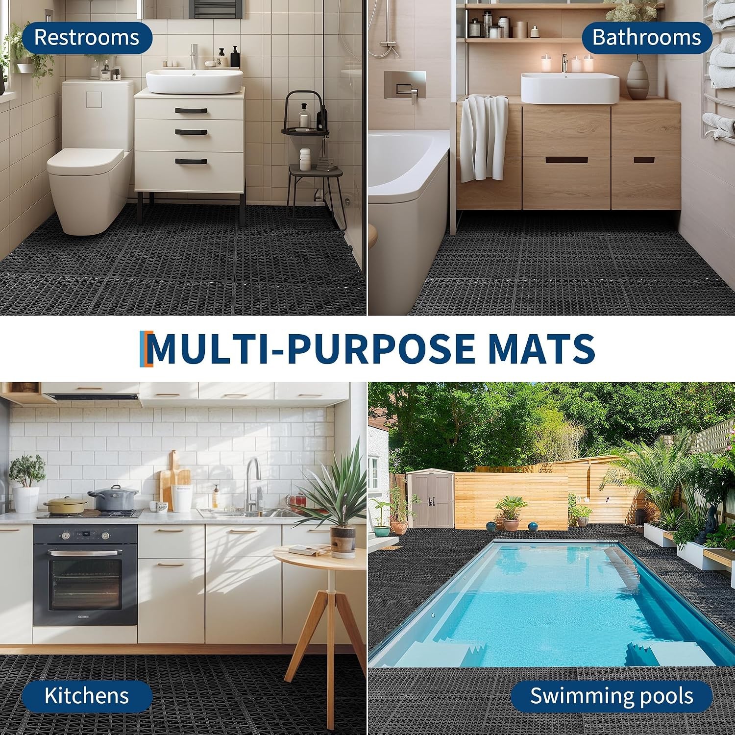 New Interlocking Garage Floor Tiles 50 PCS Deck 12″x12″ Snow Water Drainage