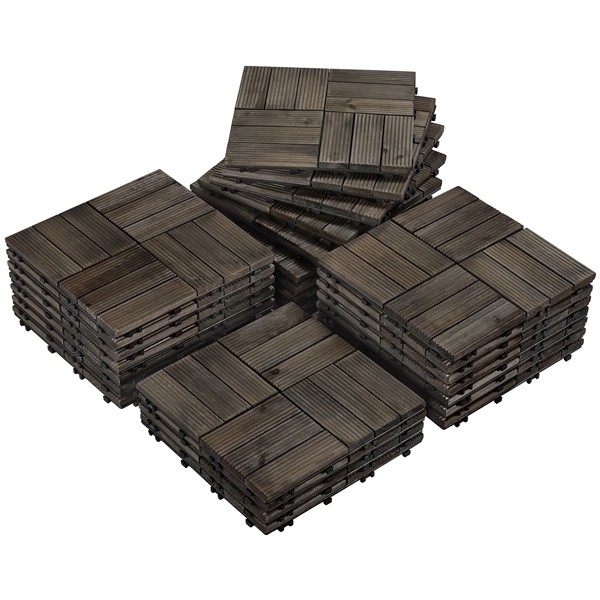 27pcs 12″x12″ Wood Plastic Interlocking Flooring Tiles for Balcony Patio Garden